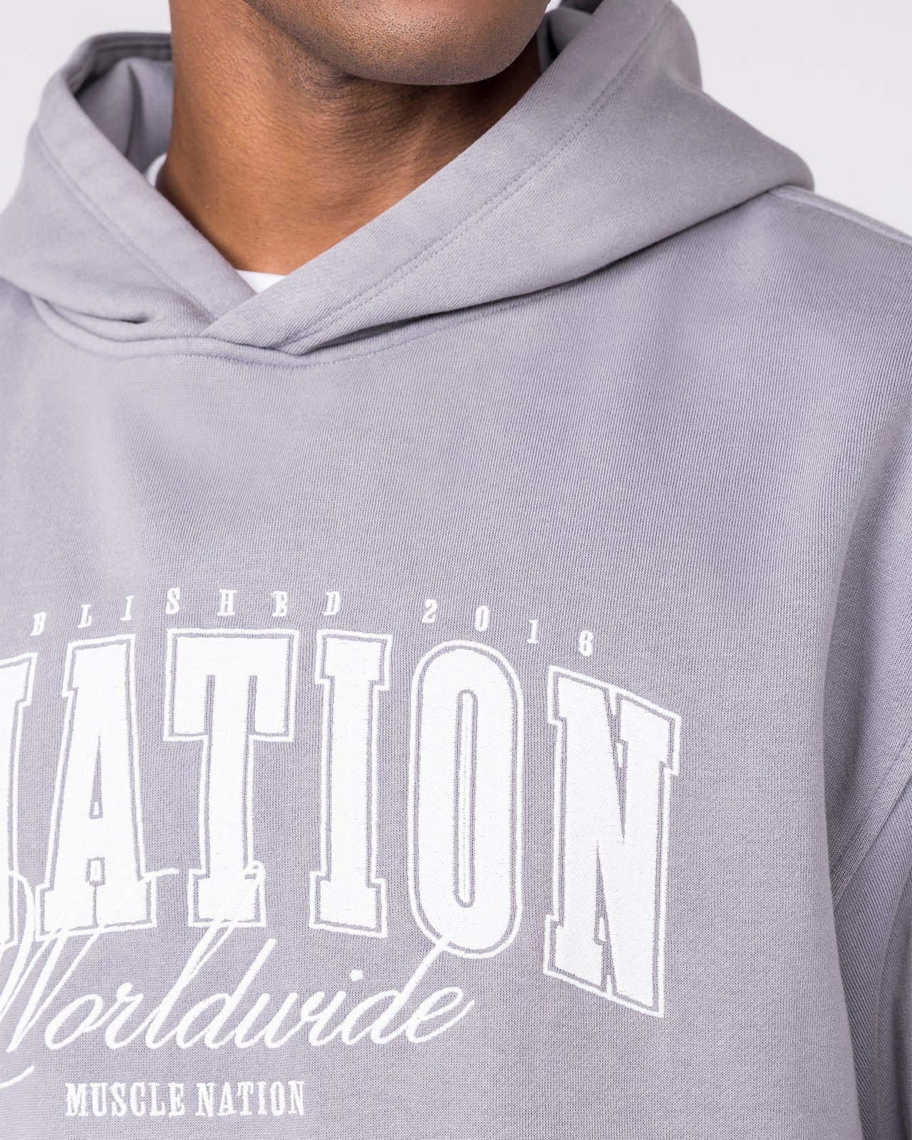 Worldclass Oversized Hoodie Washed Cement - Muscle Nation men's hoodie, view 2