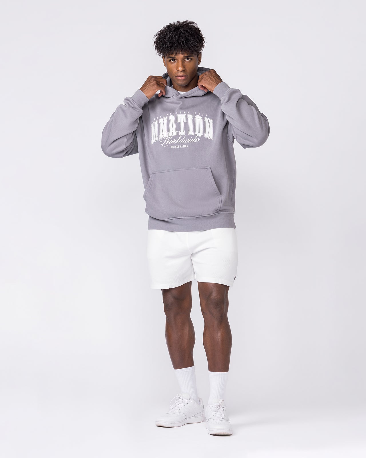 Worldclass Oversized Hoodie Washed Cement - Muscle Nation men's hoodie, view 7