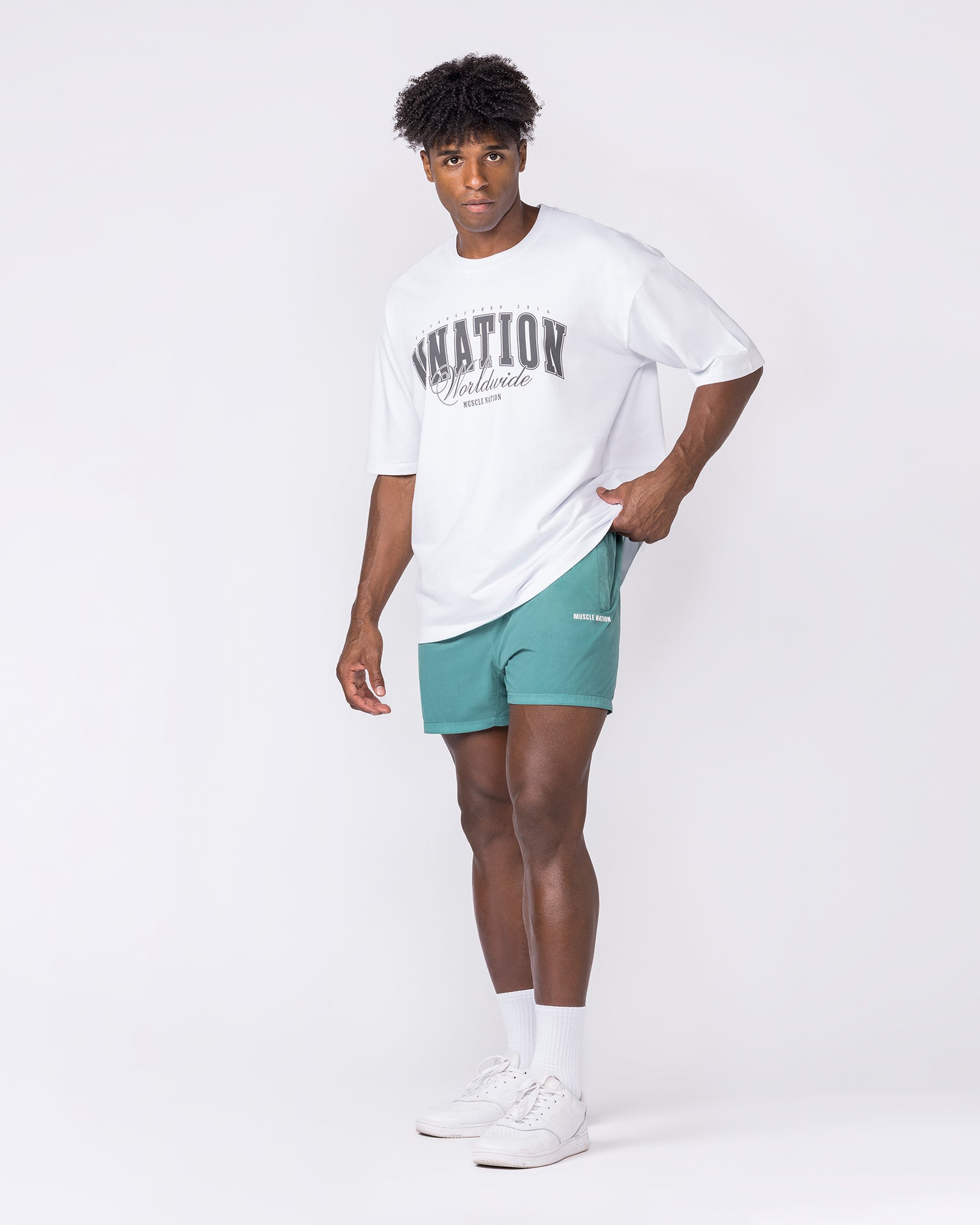 Essential Vintage 3.5" Active Shorts - Washed Leaf-Shorts-S-032639WLEAF-S-MNAPPRL49640-6-Muscle Nation