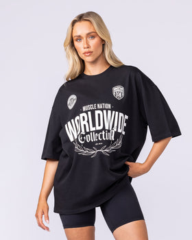 Worldwide Collection Oversized Tee - Black-T-Shirts-XS-1125178BLK-XS-MNAPPRL47856-8-Muscle Nation