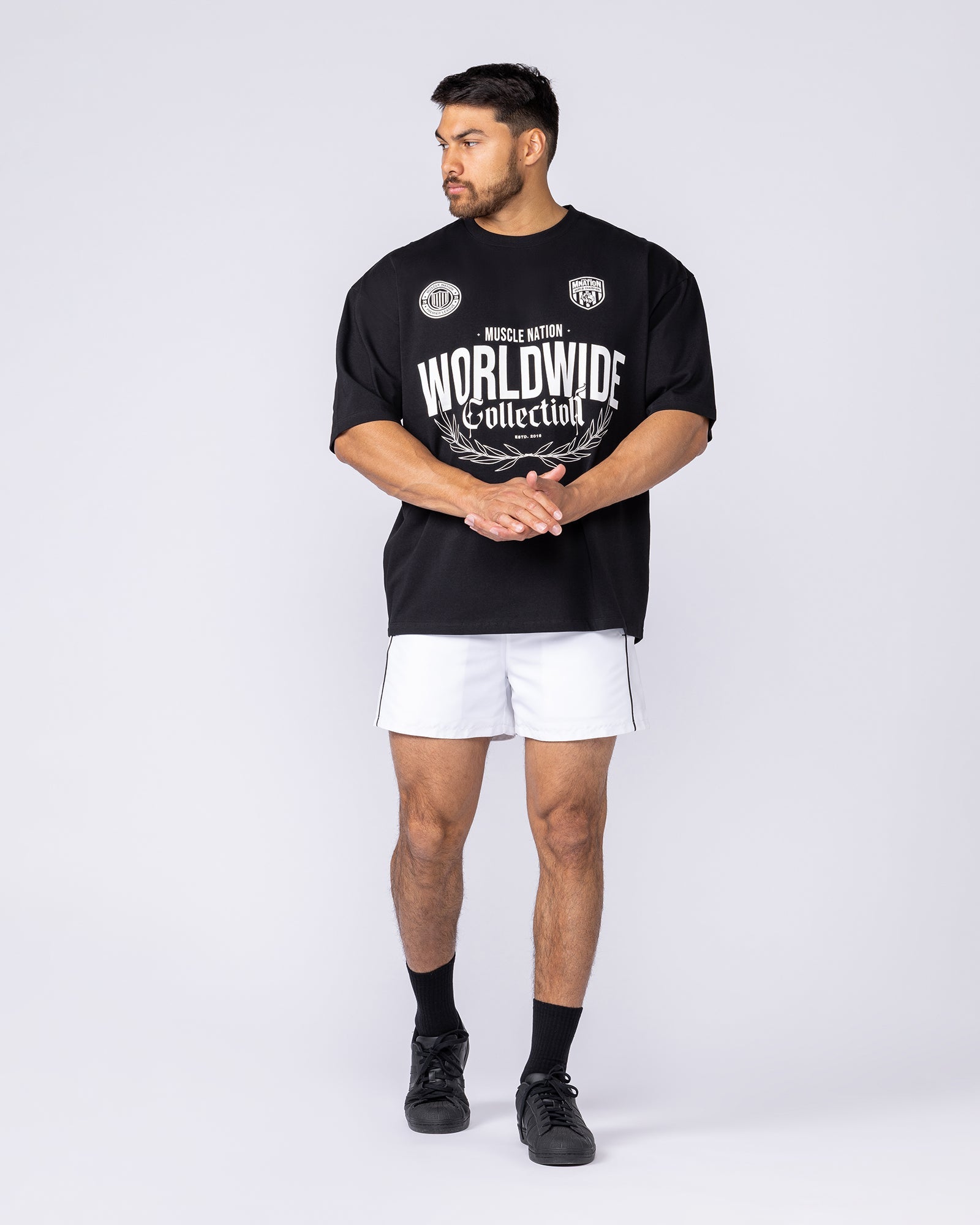 Worldwide Collection Oversized Tee - Black-T-Shirts-XS-1125178BLK-XS-MNAPPRL47856-6-Muscle Nation