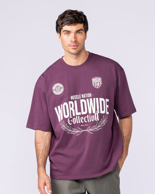 Worldwide Collection Oversized Tee - Cranberry-T-Shirts-XS-1125178CBRY-XS-MNAPPRL47864-1-Muscle Nation