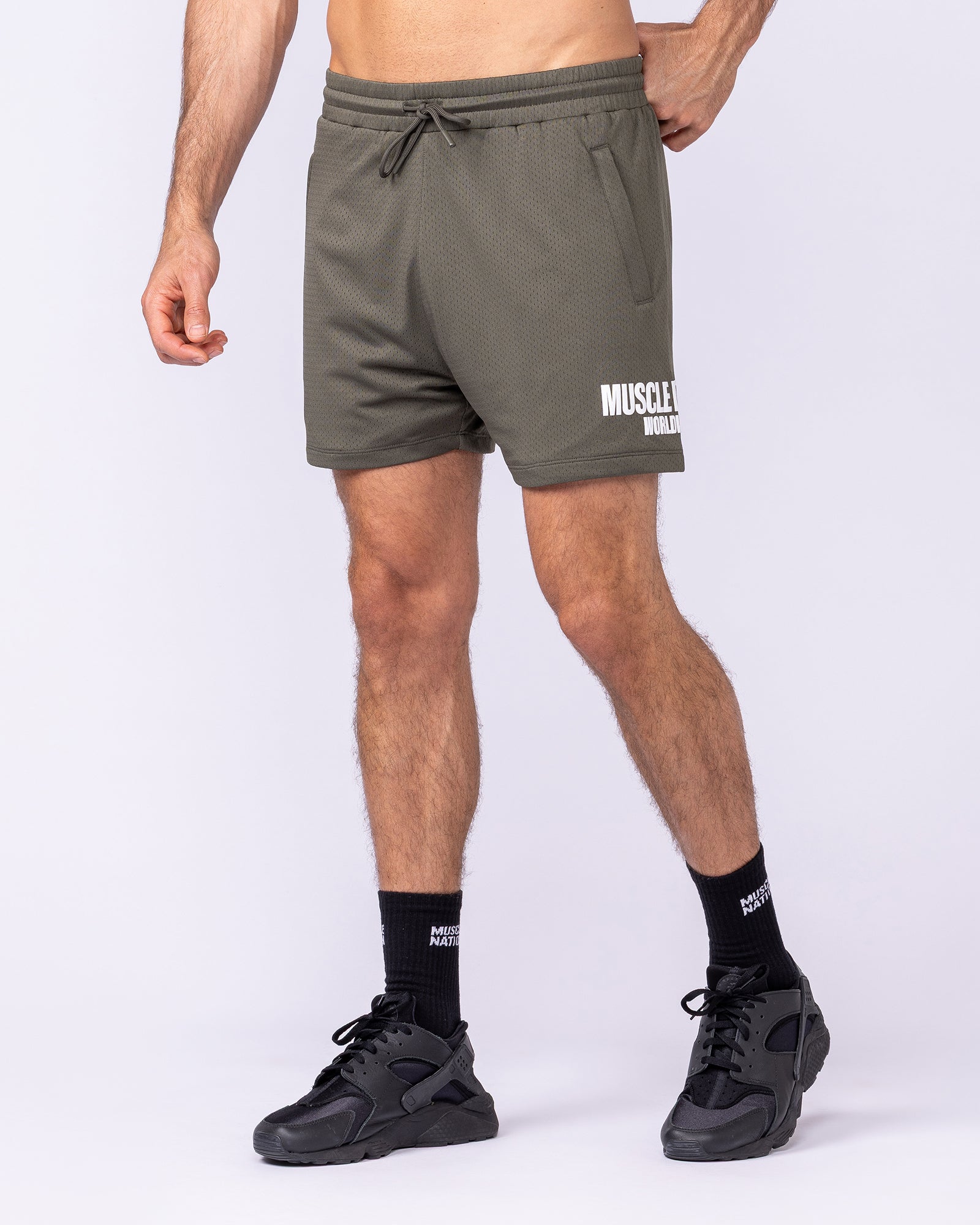 Worldwide Lay Up 3.5" Shorts - Dark Khaki-Shorts-S-1125155DKHAKI-S-MNAPPRL47171-1-Muscle Nation