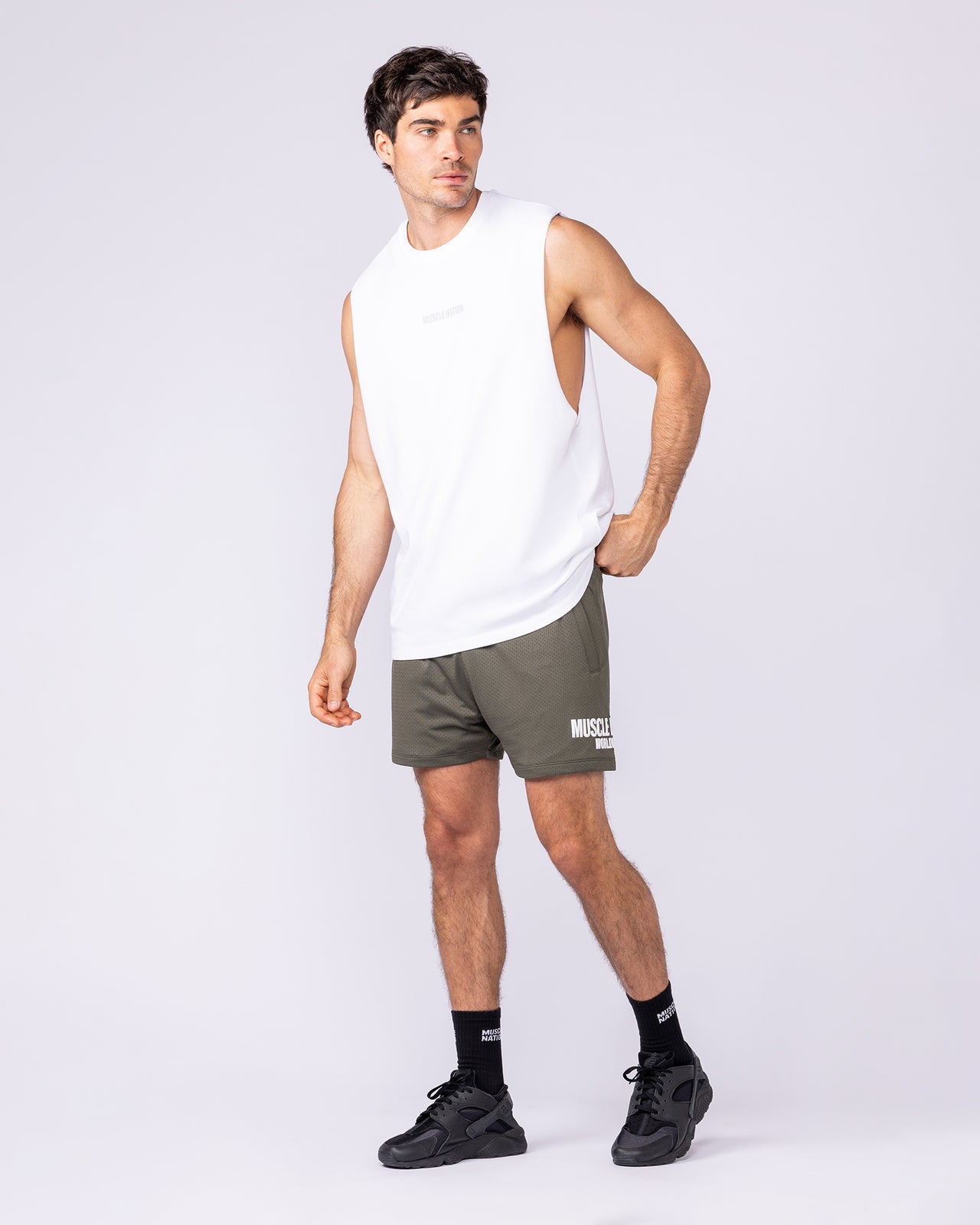 Worldwide Lay Up 3.5" Shorts - Dark Khaki-Shorts-S-1125155DKHAKI-S-MNAPPRL47171-6-Muscle Nation