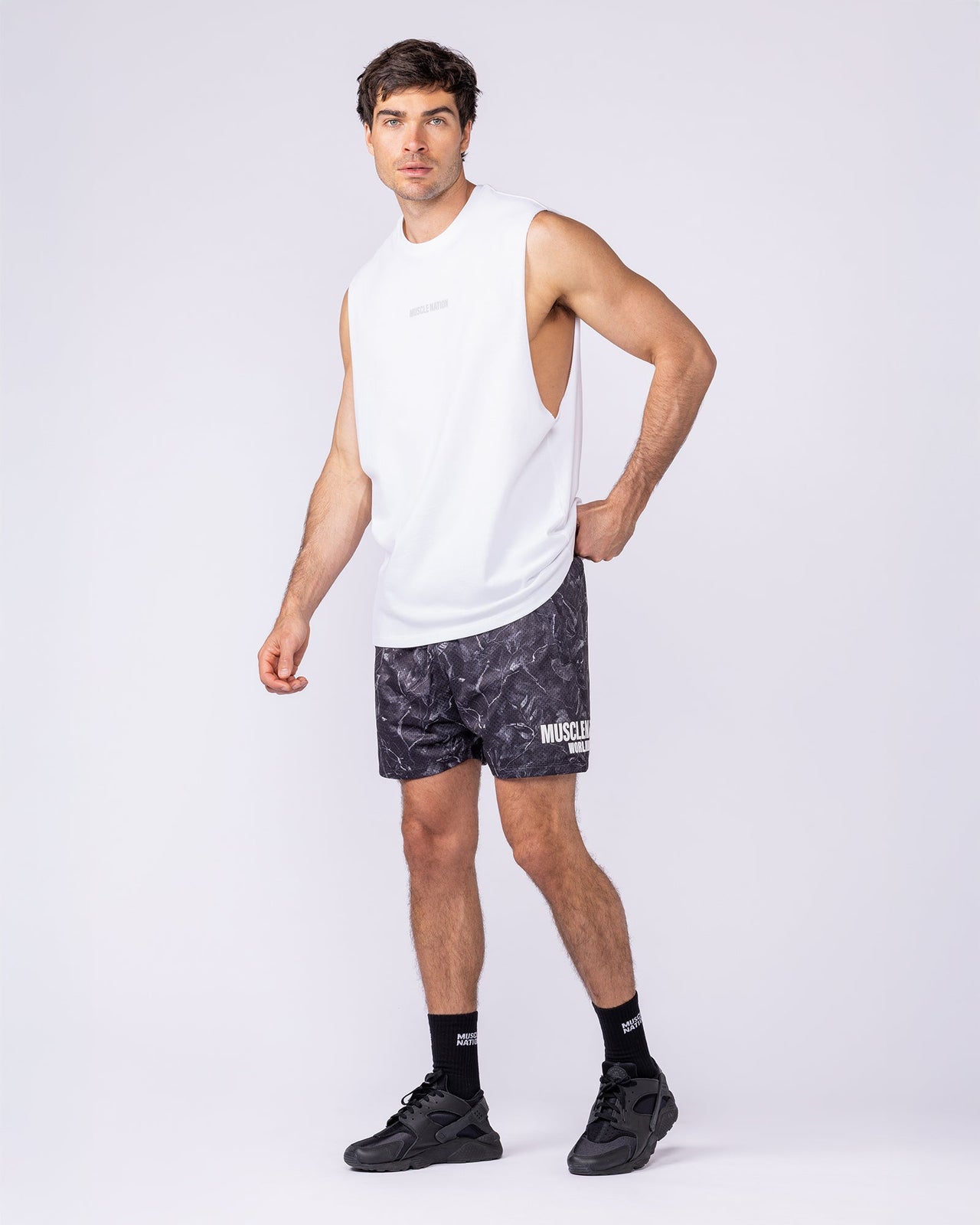 Worldwide Lay Up 3.5" Shorts - Tree Camo Monochrome-Shorts-S-1125155TCMOM-S-MNAPPRL47178-6-Muscle Nation