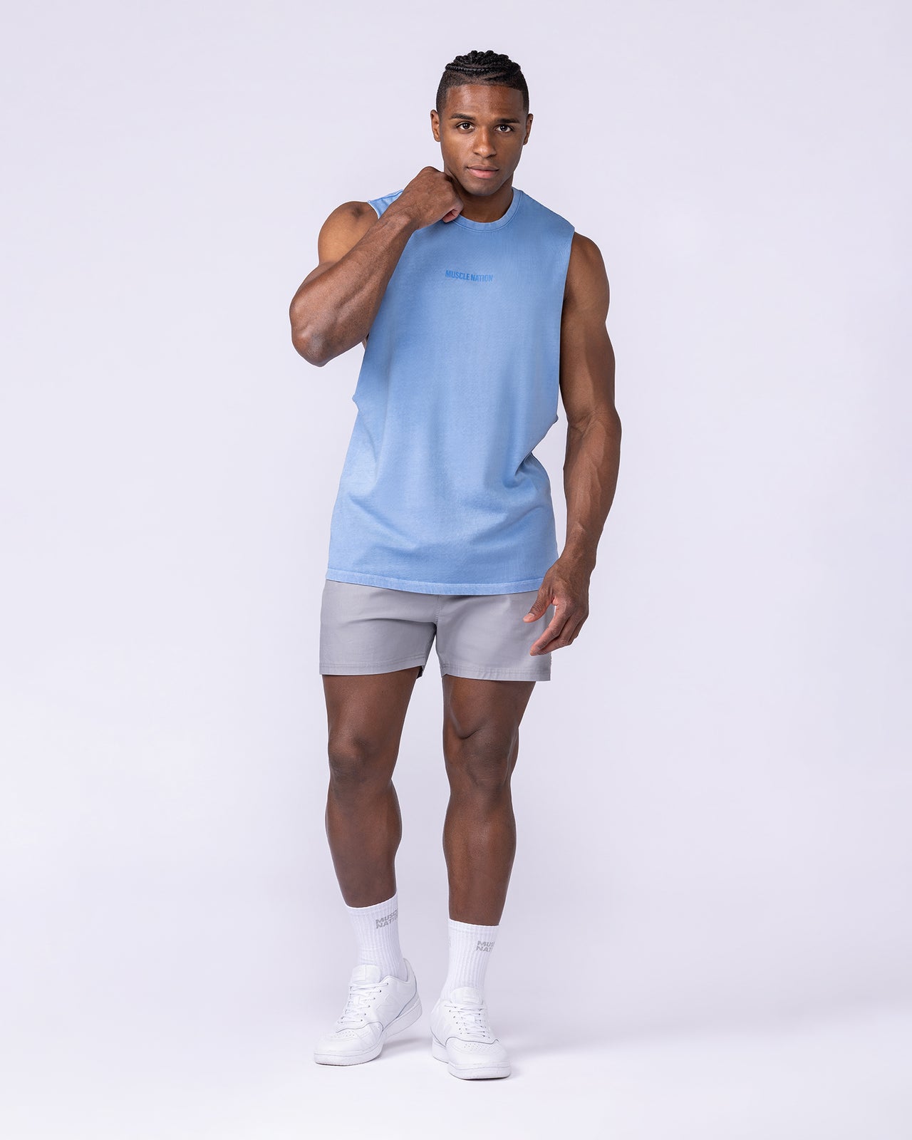 Vintage Training Drop Arm Tank - Washed Pacific-Singlets & Tanks-XS-1125189WPCF-XS-MNAPPRL48804-5-Muscle Nation