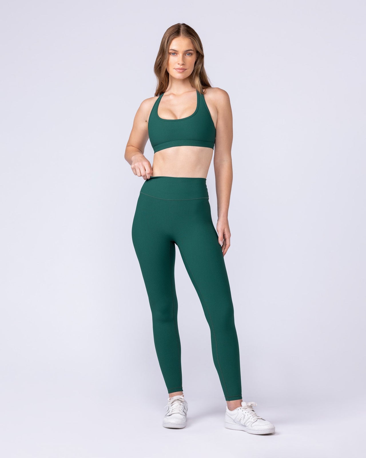 Zero Rise Rib Ankle Length Leggings - Evergreen-Leggings-XXS-112508EVEGRN-XXS-MNAPPRL46885-5-Muscle Nation
