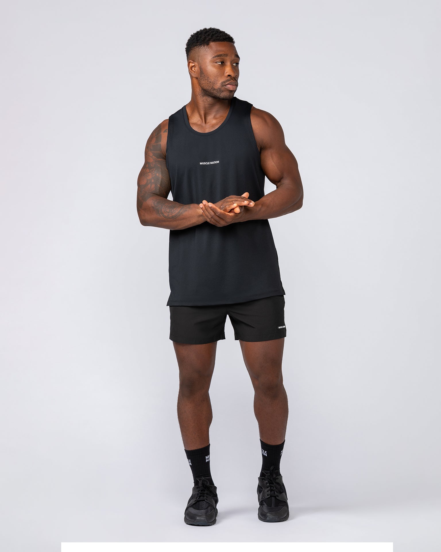 Level Up Training 4" Shorts - Black (Black Logo)-Shorts-S-112364BLK-S-MNAPPRL30118-6-Muscle Nation