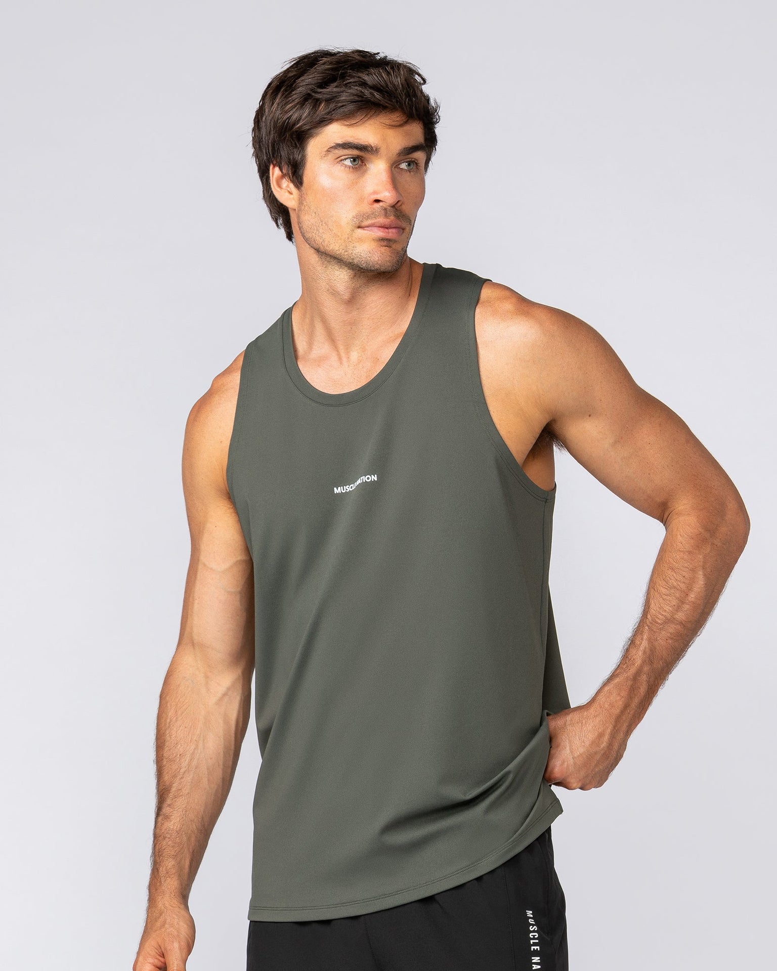 Active Training Tank - Dark Khaki-Singlets & Tanks-S-042508DKHAKI-S-MNAPPRL41873-2-Muscle Nation