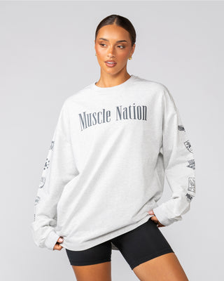 Alpha Loopback Oversized Mens Long Sleeve - Snow Grey Marl-Long Sleeve T-Shirts-S-042503SNGRYMR-S-MNAPPRL41734-6-Muscle Nation