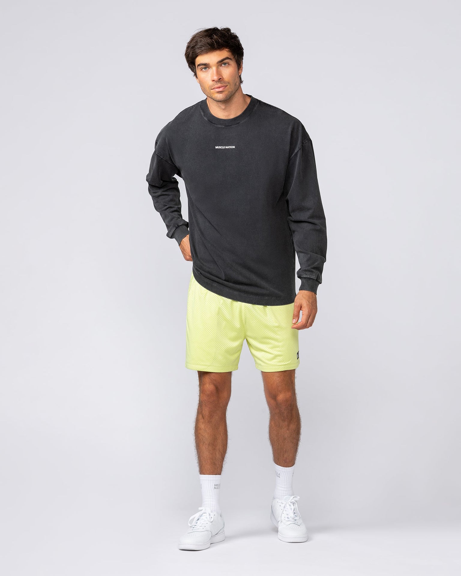 Alpha Oversized Mens Long Sleeve - Washed Black-Long Sleeve T-Shirts-S-042513WSHBLK-S-MNAPPRL41741-5-Muscle Nation