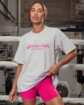 Athletic Club Oversized Tee - Snow Grey Marl-T-Shirts-XXS-1125175SNGRYMR-XXS-MNAPPRL45445-1-Muscle Nation