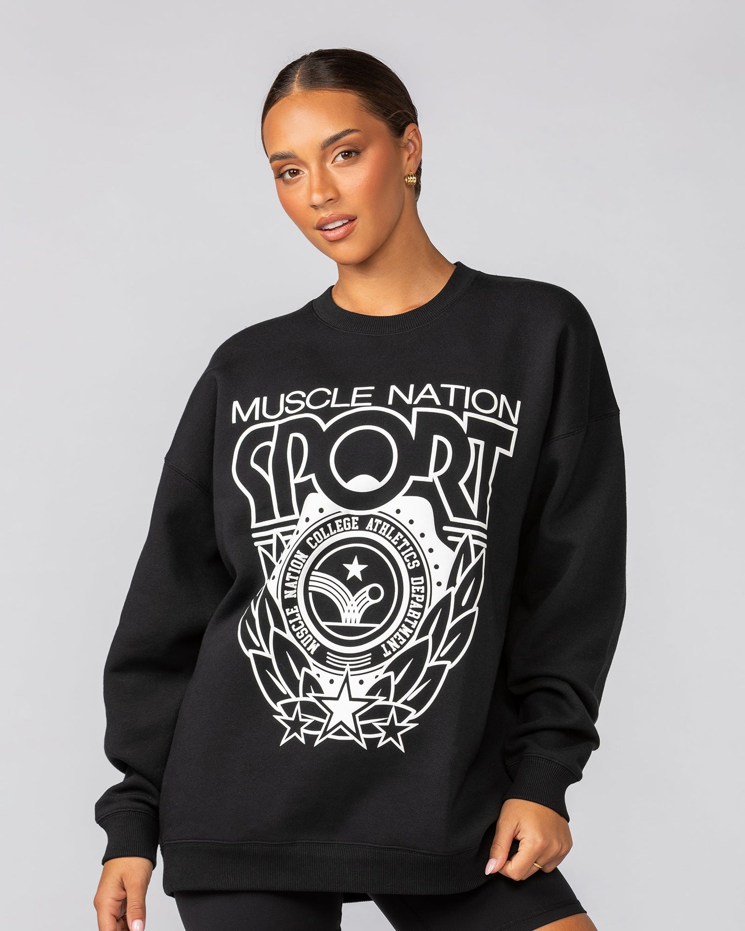 Athletics Oversized Pullover - Black-Jumpers & Hoodies-XXS-042541BLK-XXS-MNAPPRL42269-1-Muscle Nation