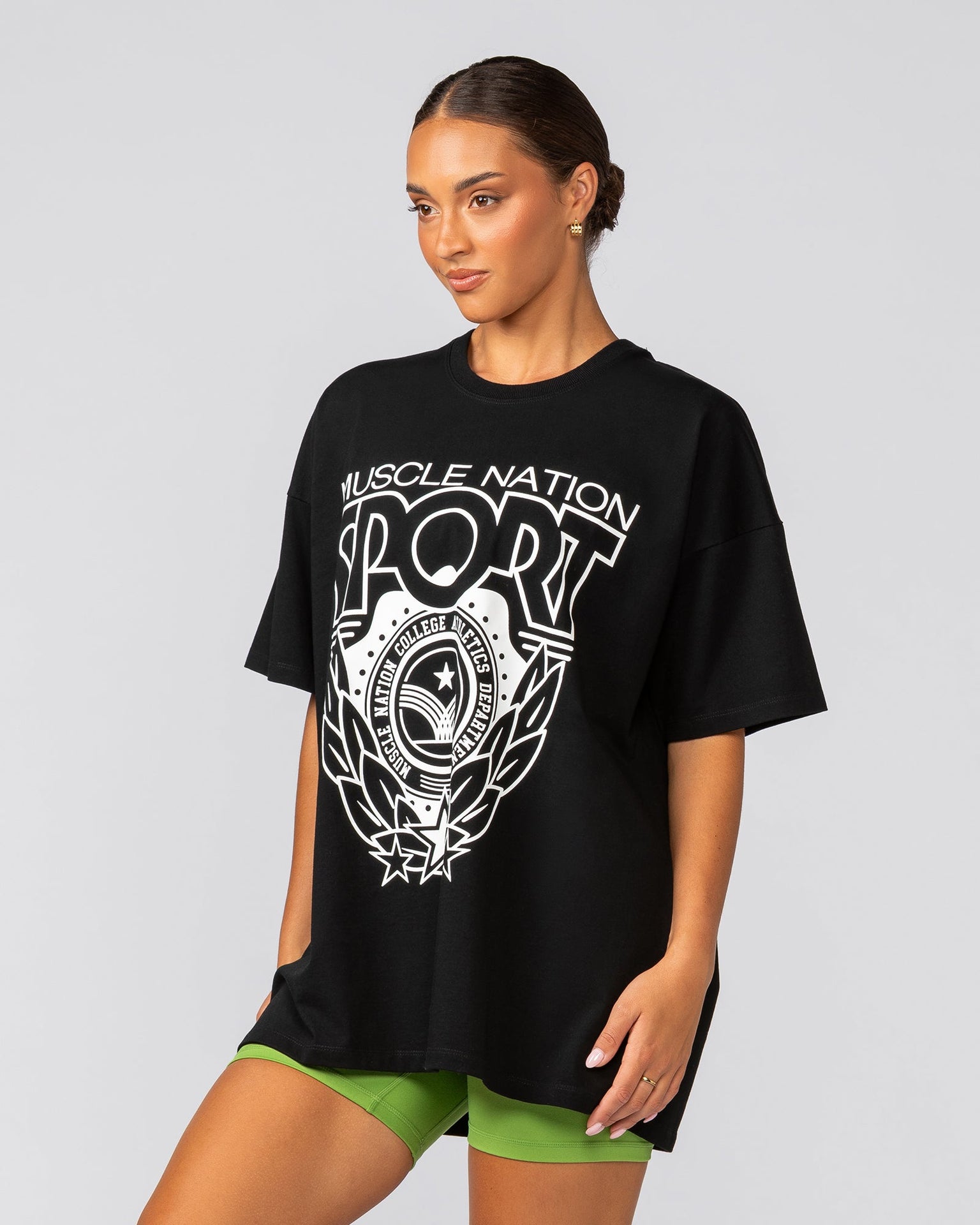 Athletics Oversized Tee - Black-T-Shirts-XXS-022539BLK-XXS-MNAPPRL40786-2-Muscle Nation
