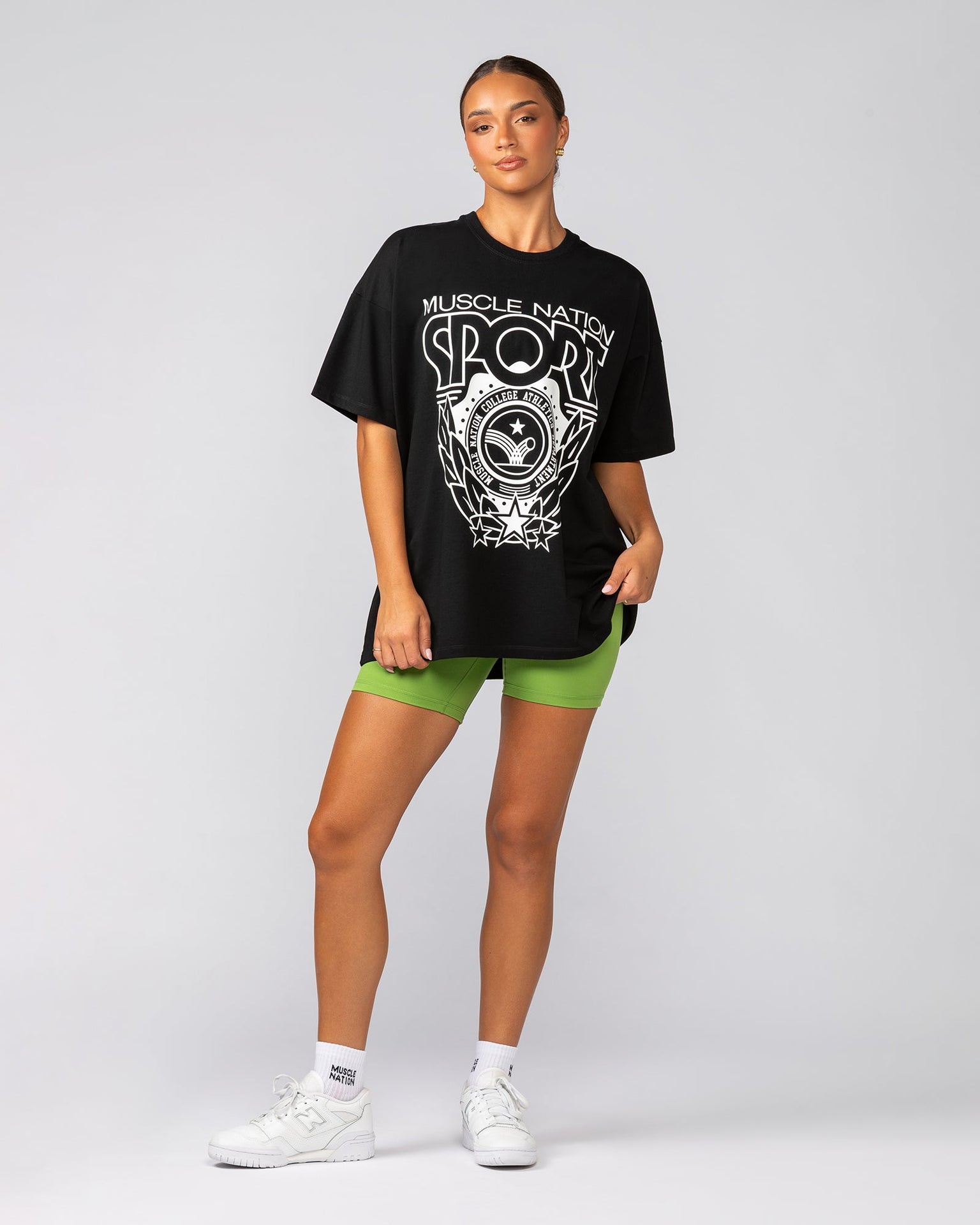 Athletics Oversized Tee - Black-T-Shirts-XXS-022539BLK-XXS-MNAPPRL40786-5-Muscle Nation