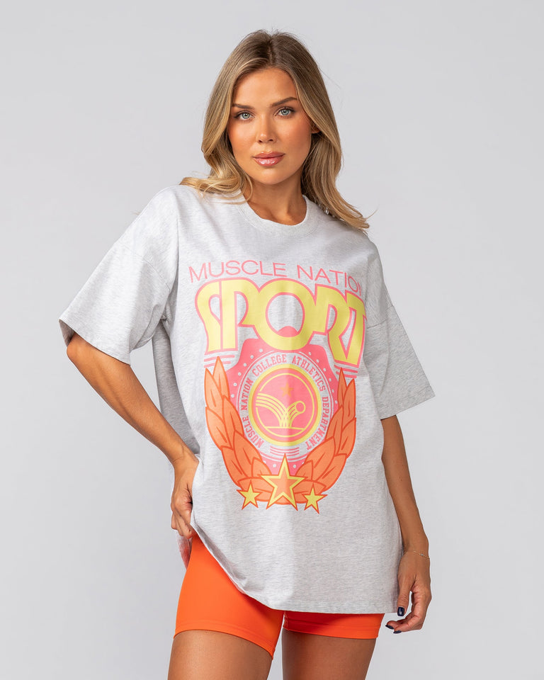 Athletics Oversized Tee Snow Grey Marl – Muscle Nation