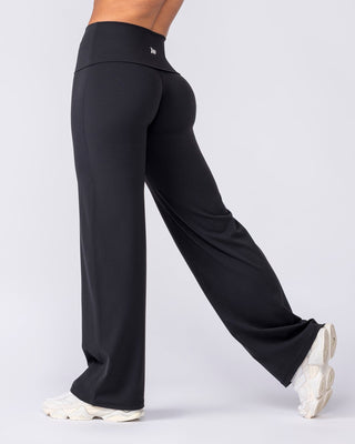 Aura Fold Over Straight Leg Leggings Regular - Black