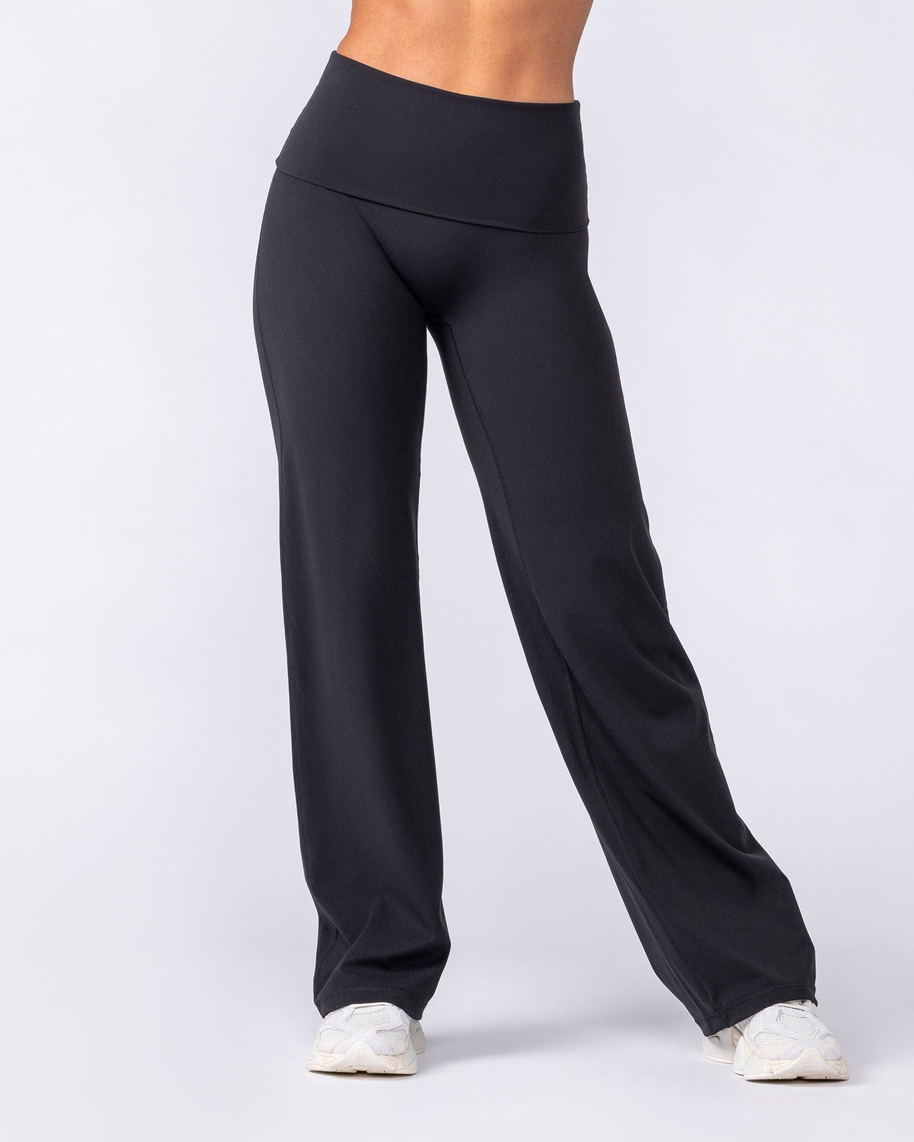 Aura Fold Over Straight Leg Leggings Regular - Black