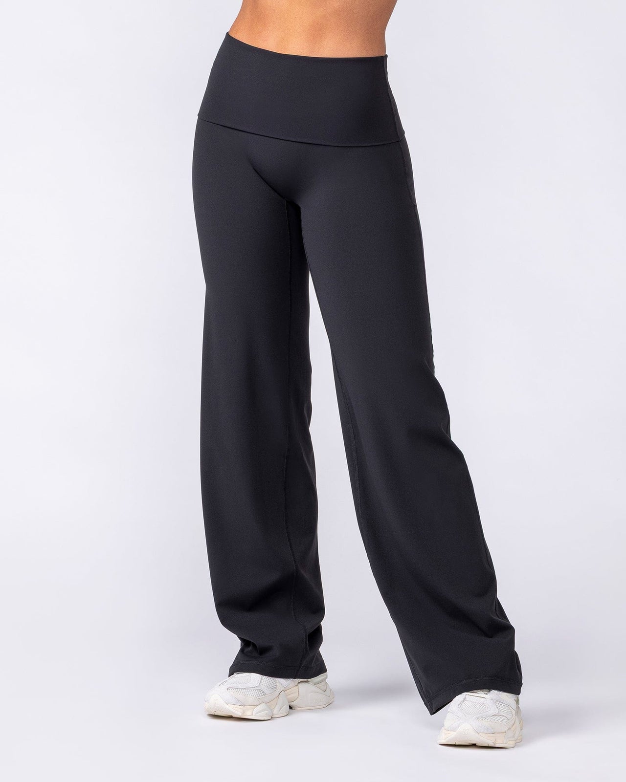 Aura Fold Over Straight Leg Leggings Regular - Black