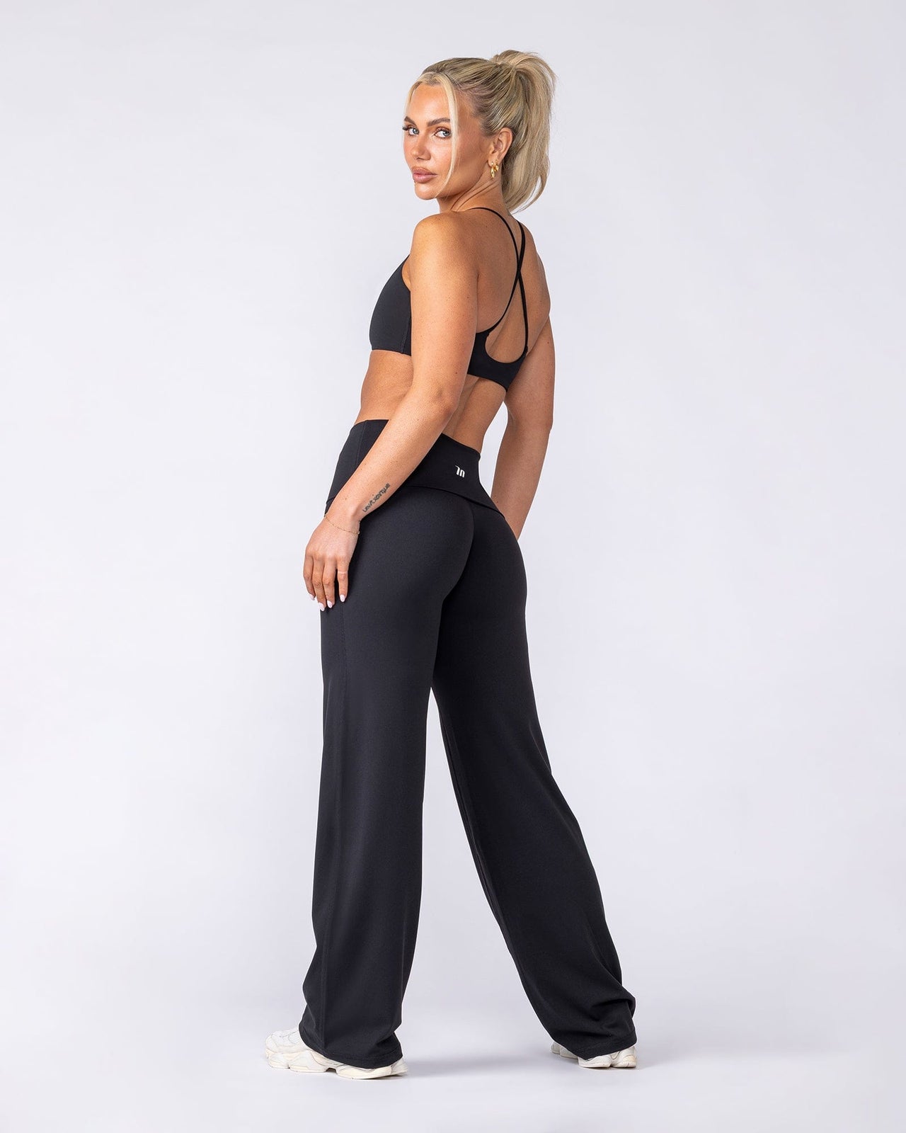 Aura Fold Over Straight Leg Leggings Regular - Black