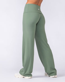 Aura Fold Over Straight Leg Leggings Regular - Muted Khaki