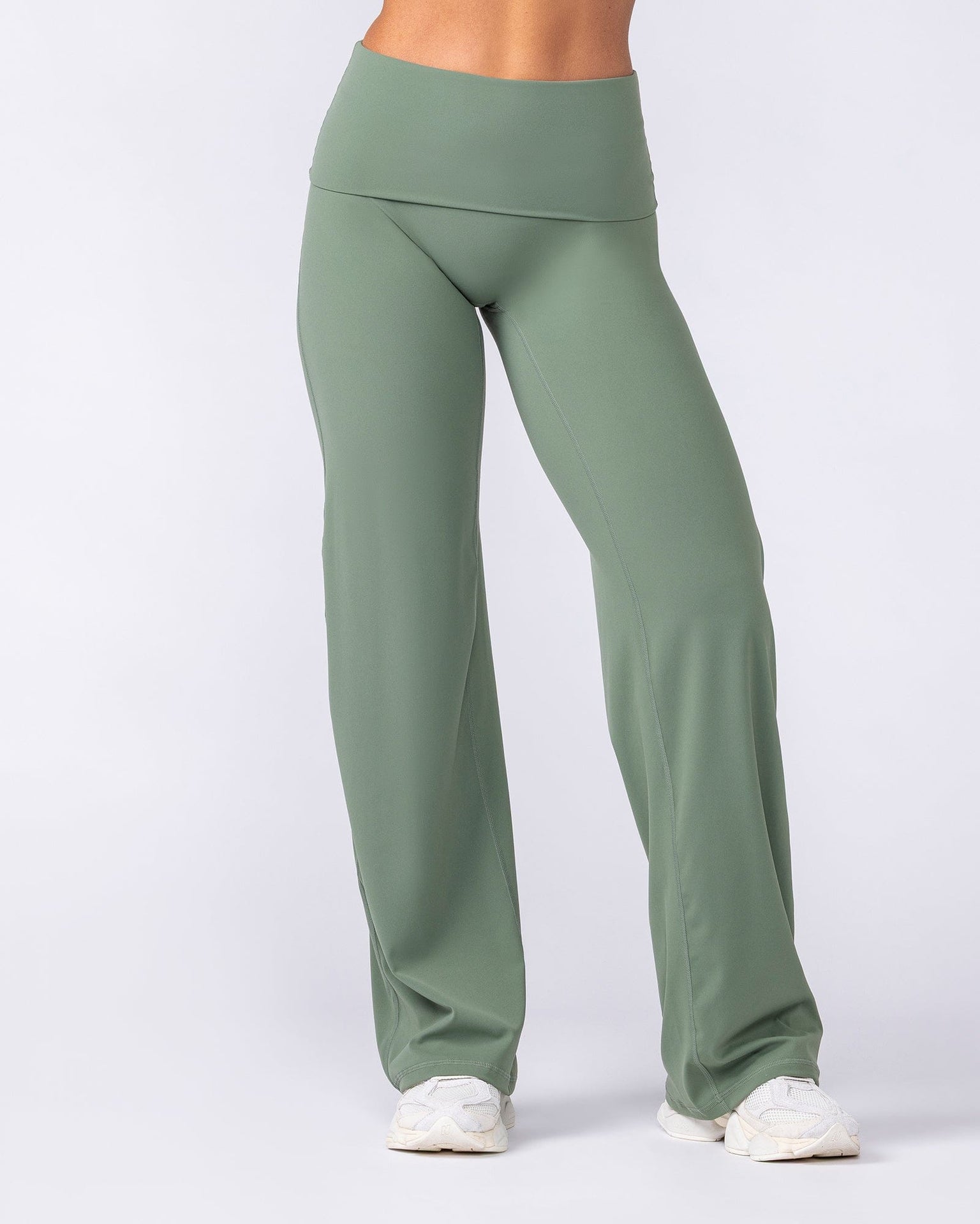 Aura Fold Over Straight Leg Leggings Regular - Muted Khaki