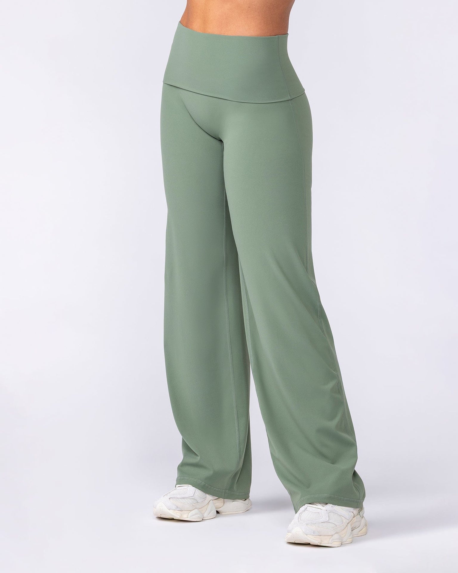 Aura Fold Over Straight Leg Leggings Regular - Muted Khaki