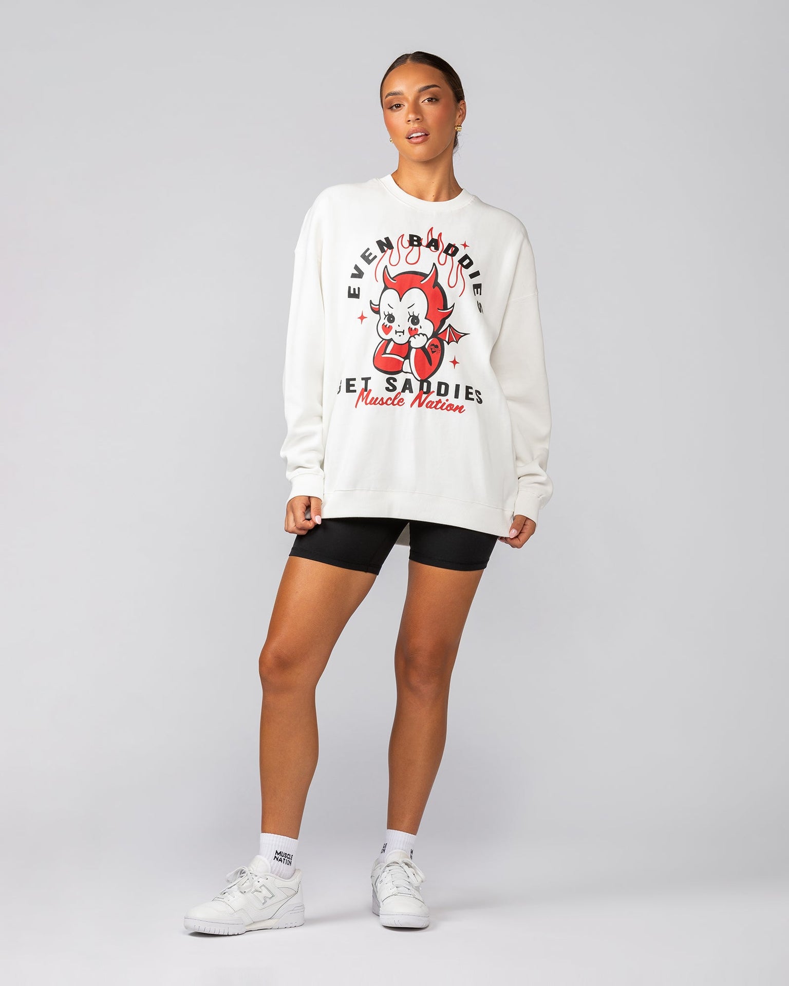 Baddies Oversized Pullover - Vanilla-Jumpers & Hoodies-XXS-042547VNLA-XXS-MNAPPRL41622-4-Muscle Nation