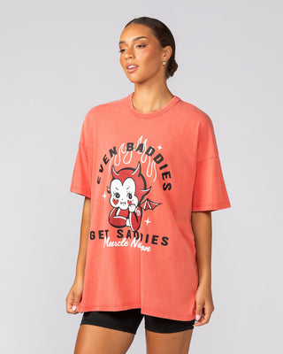 Baddies Oversized Vintage Tee - Washed Salsa-T-Shirts-XXS-042537WSLSA-XXS-MNAPPRL41064-2-Muscle Nation