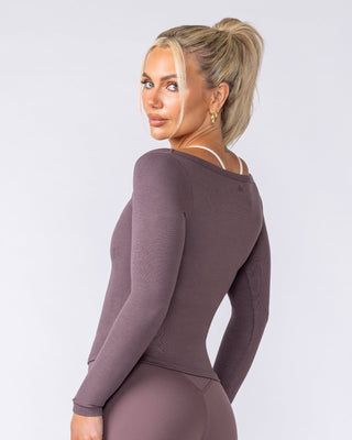 Balance Long Sleeve Rib Top - Umber
