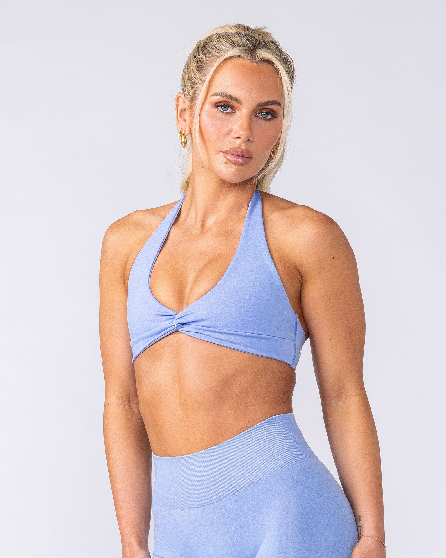 Bare Seamless Halter Bralette - Pale Cornflower Marl