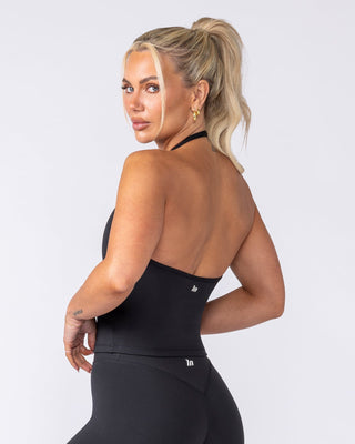 Base Halter Cropped Tank - Black