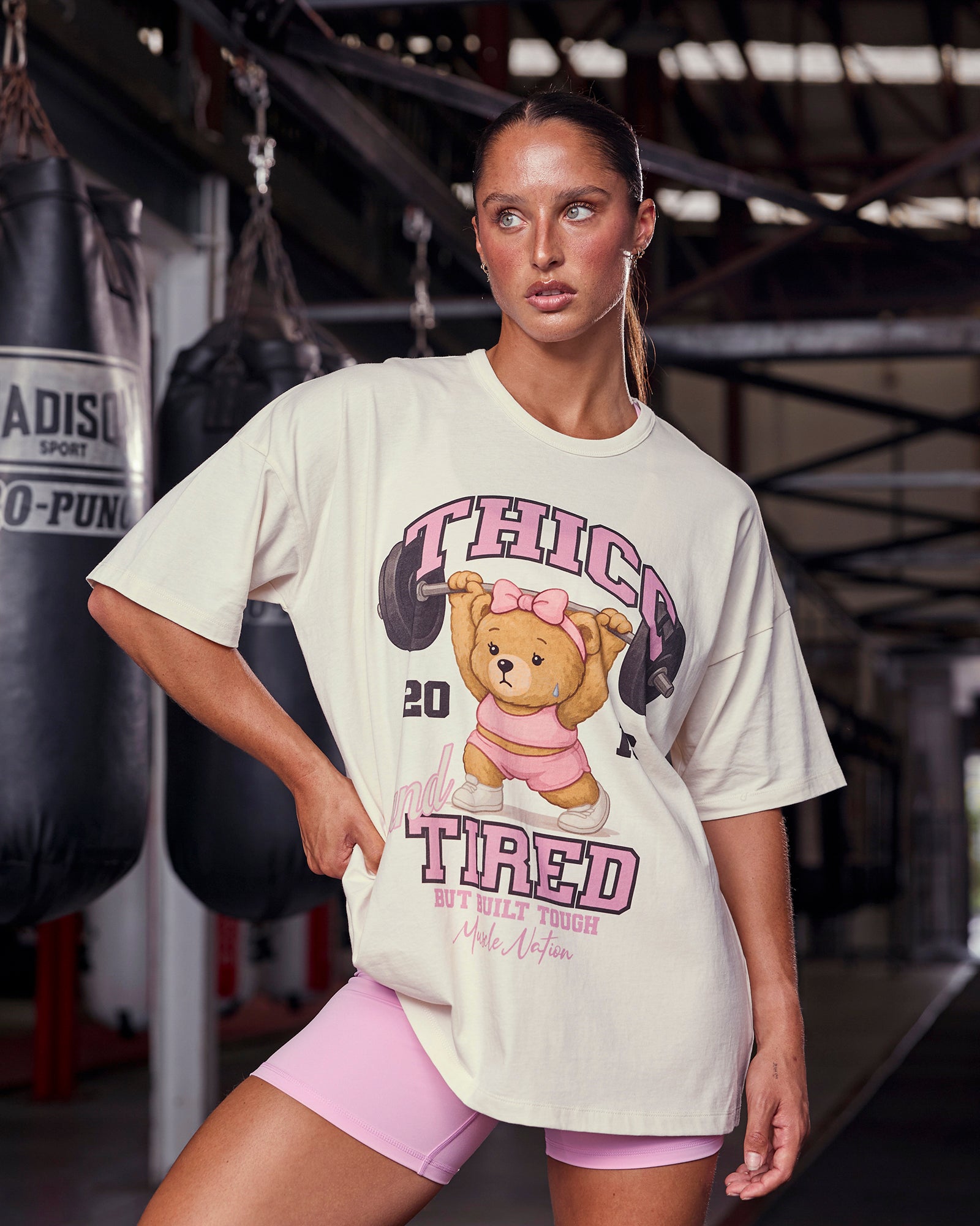 Bear Minimum Oversized Tee - Travertine-T-Shirts-XXS-112575TRAV-XXS-MNAPPRL45617-1-Muscle Nation