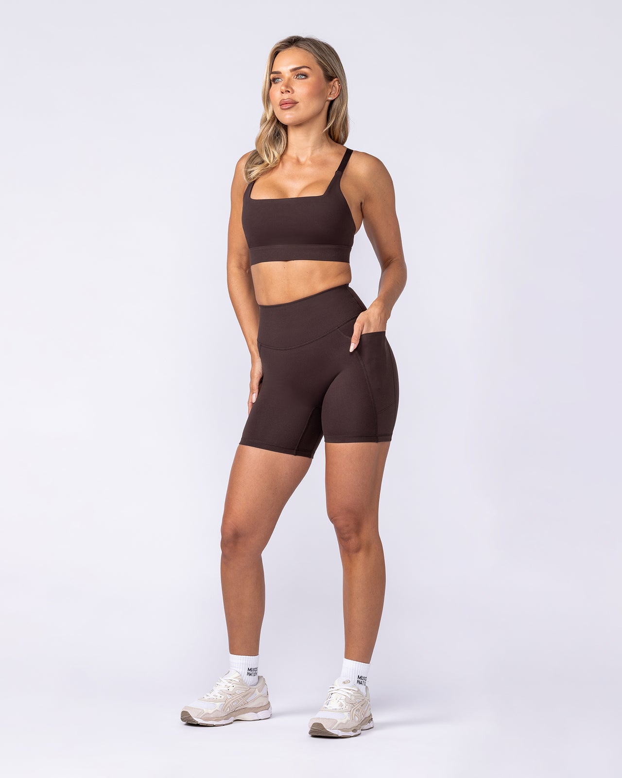 Booty Shaper Pocket Bike Shorts - Cocoa