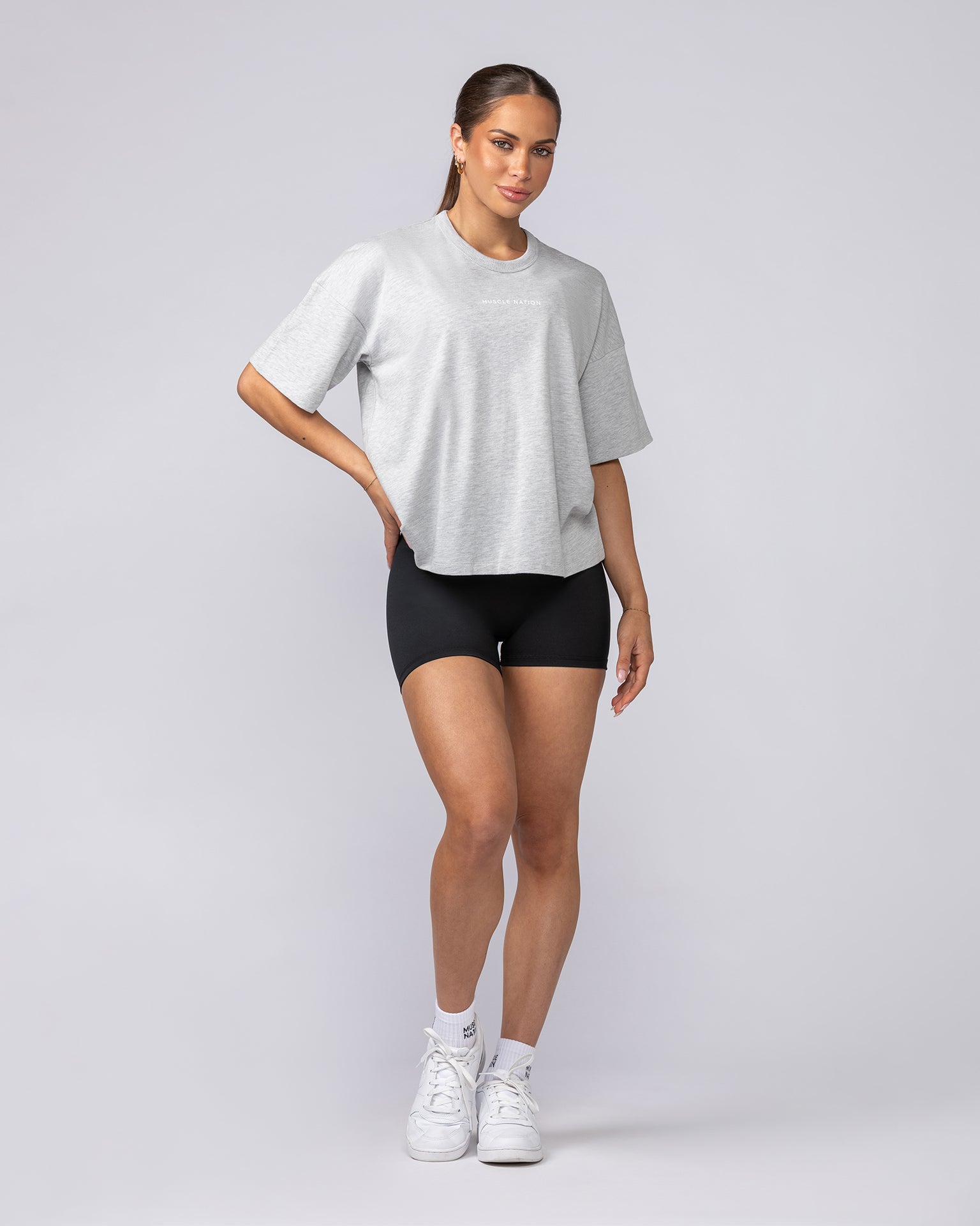 Boxy Fit Tee - Ice Grey Marl-T-Shirts-XXS-062512ICGRYMRL-XXS-MNAPPRL43109-5-Muscle Nation