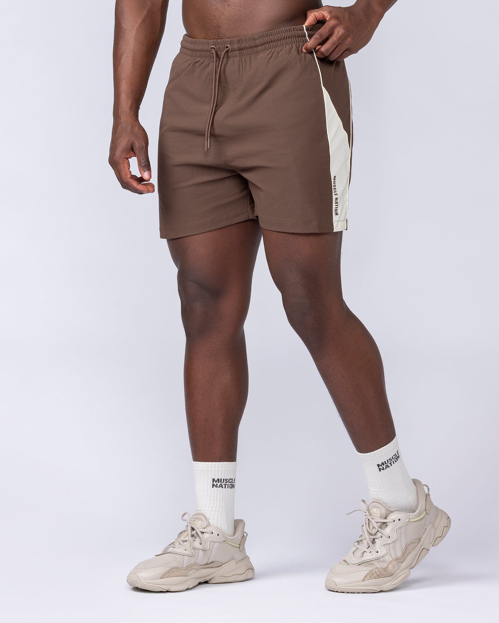 Command Windbreaker Shorts Brown | Men's Gym Shorts | Muscle Nation