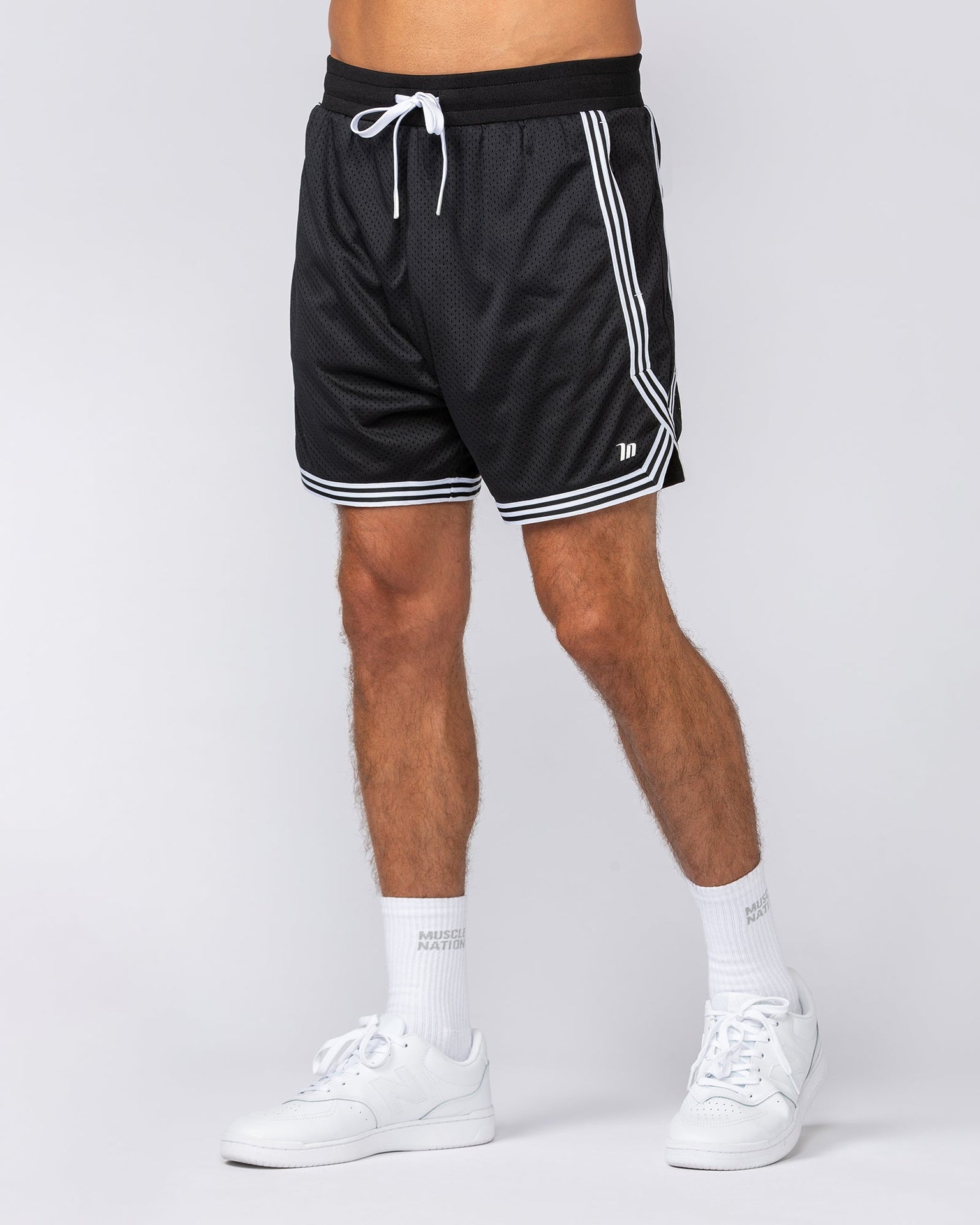 Courtside Basketball 5" Shorts - Black-Shorts-S-112435BLK-S-MNAPPRL35662-3-Muscle Nation