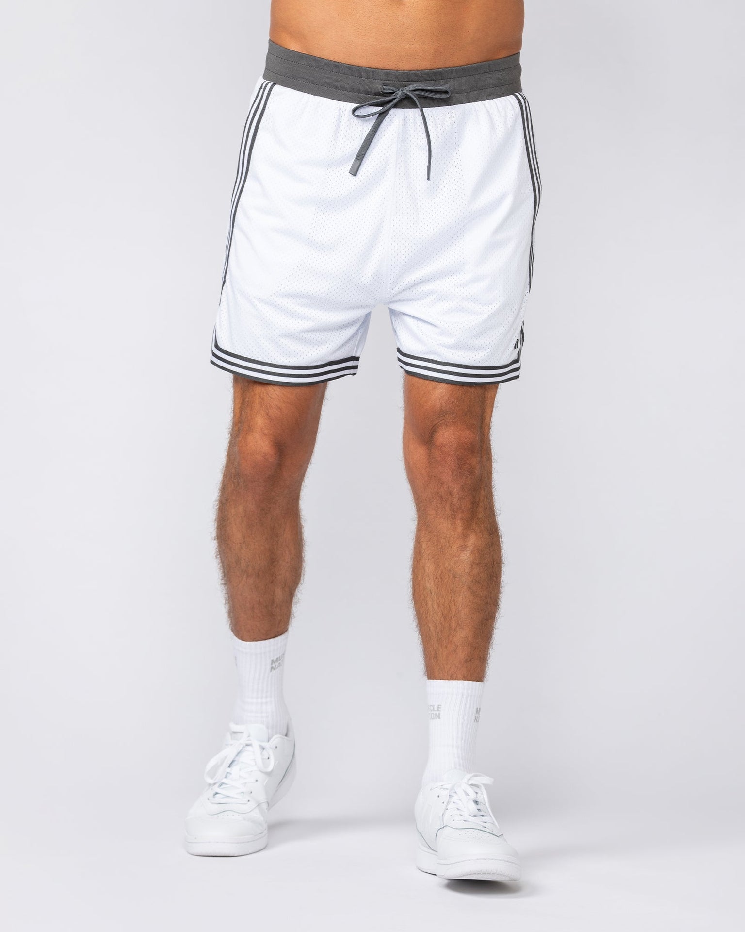 Courtside Basketball 5" Shorts - White-Shorts-S-042519WHT-S-MNAPPRL42029-3-Muscle Nation