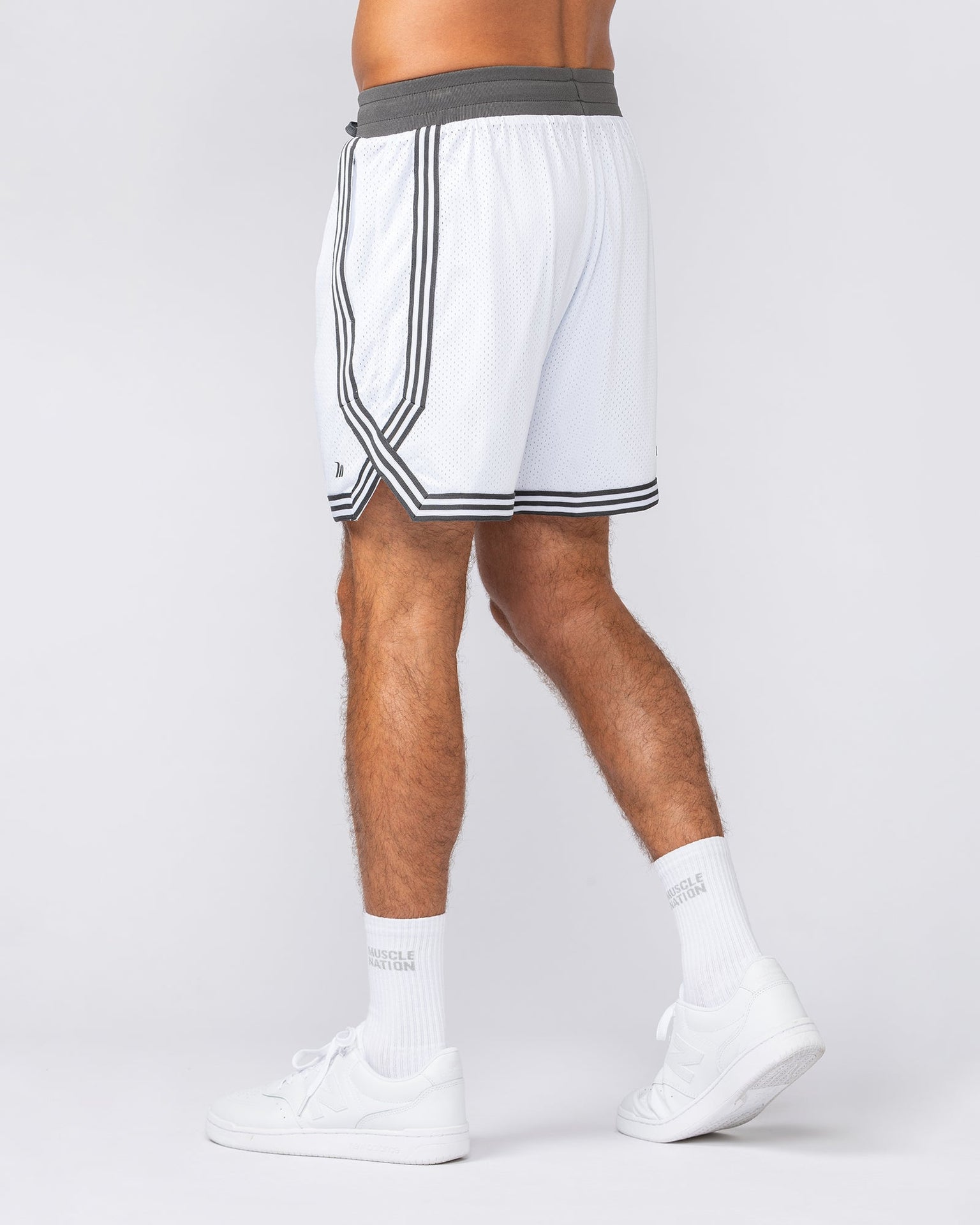 Courtside Basketball 5" Shorts - White-Shorts-S-042519WHT-S-MNAPPRL42029-4-Muscle Nation