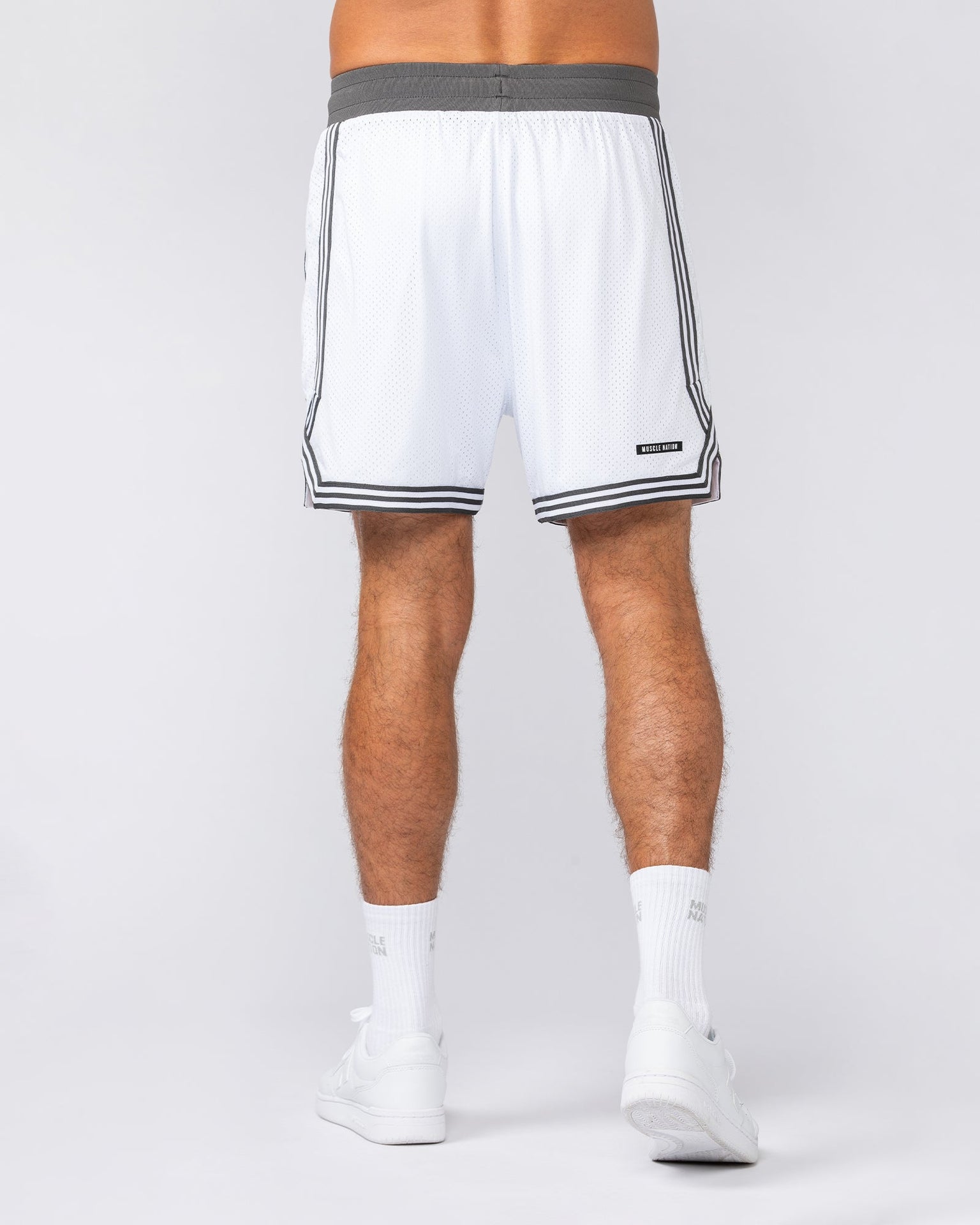 Courtside Basketball 5" Shorts - White-Shorts-S-042519WHT-S-MNAPPRL42029-5-Muscle Nation