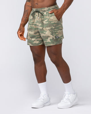 Daily Cargo 5" Shorts - Washed Camo Print-Shorts-S-042504WCMO-S-MNAPPRL41762-2-Muscle Nation