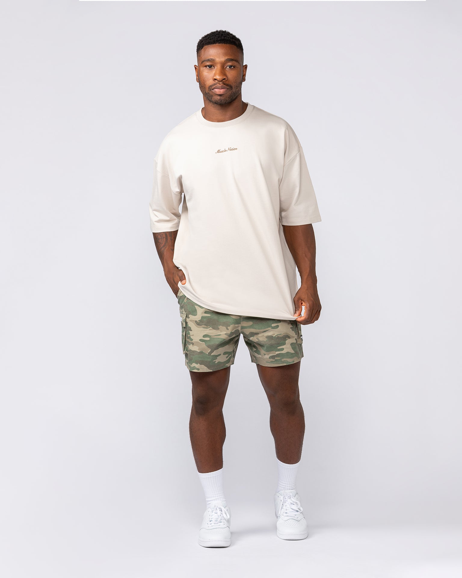Daily Cargo 5" Shorts - Washed Camo Print-Shorts-S-042504WCMO-S-MNAPPRL41762-6-Muscle Nation