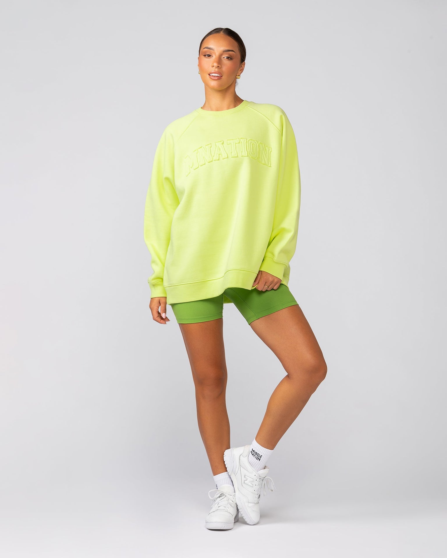 Downtime Oversized Pullover - Limeade-Jumpers & Hoodies-XXS-022529LMADE-XXS-MNAPPRL42086-7-Muscle Nation