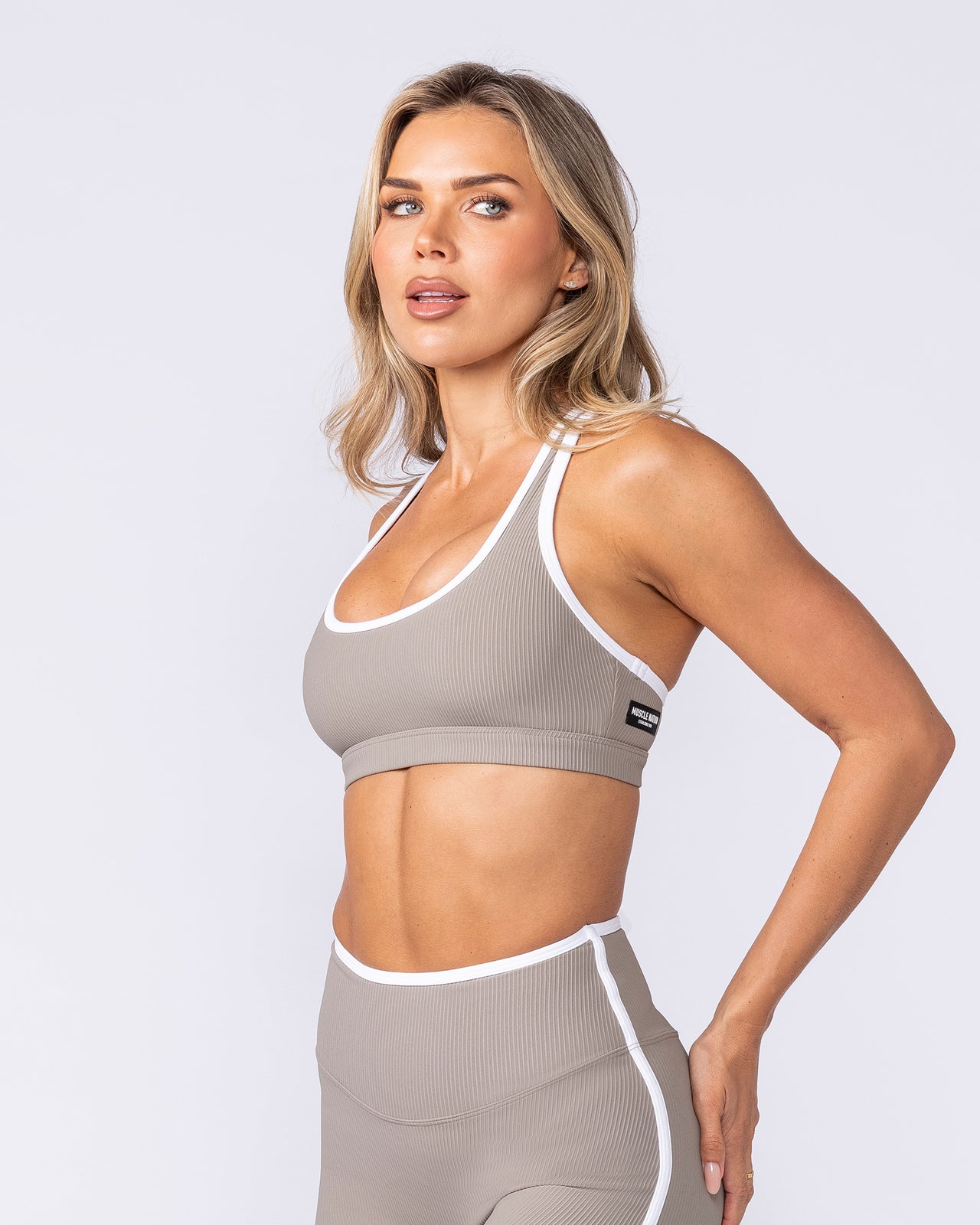 Drew Rib Bra - Oat / White
