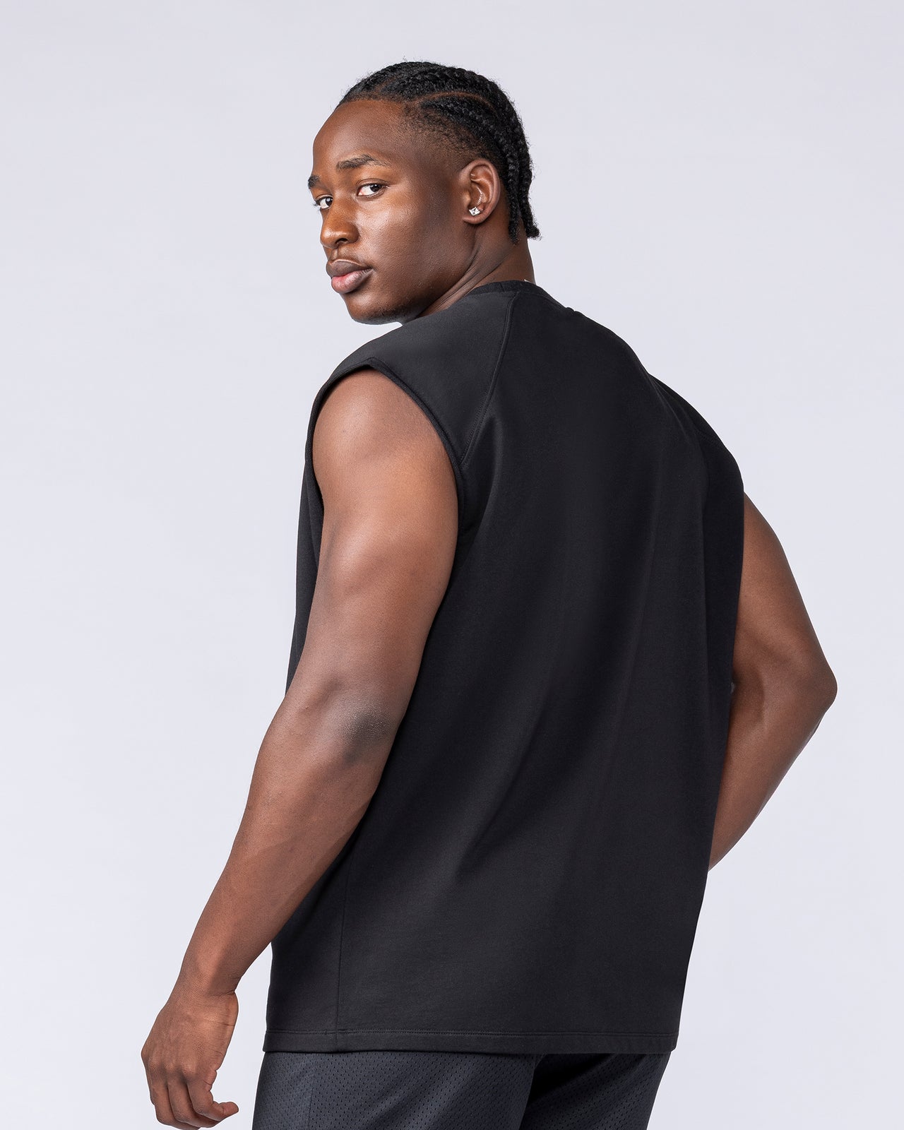 Essential Boxy Muscle Tank Black - Muscle Nation men's muscle tank, view 2