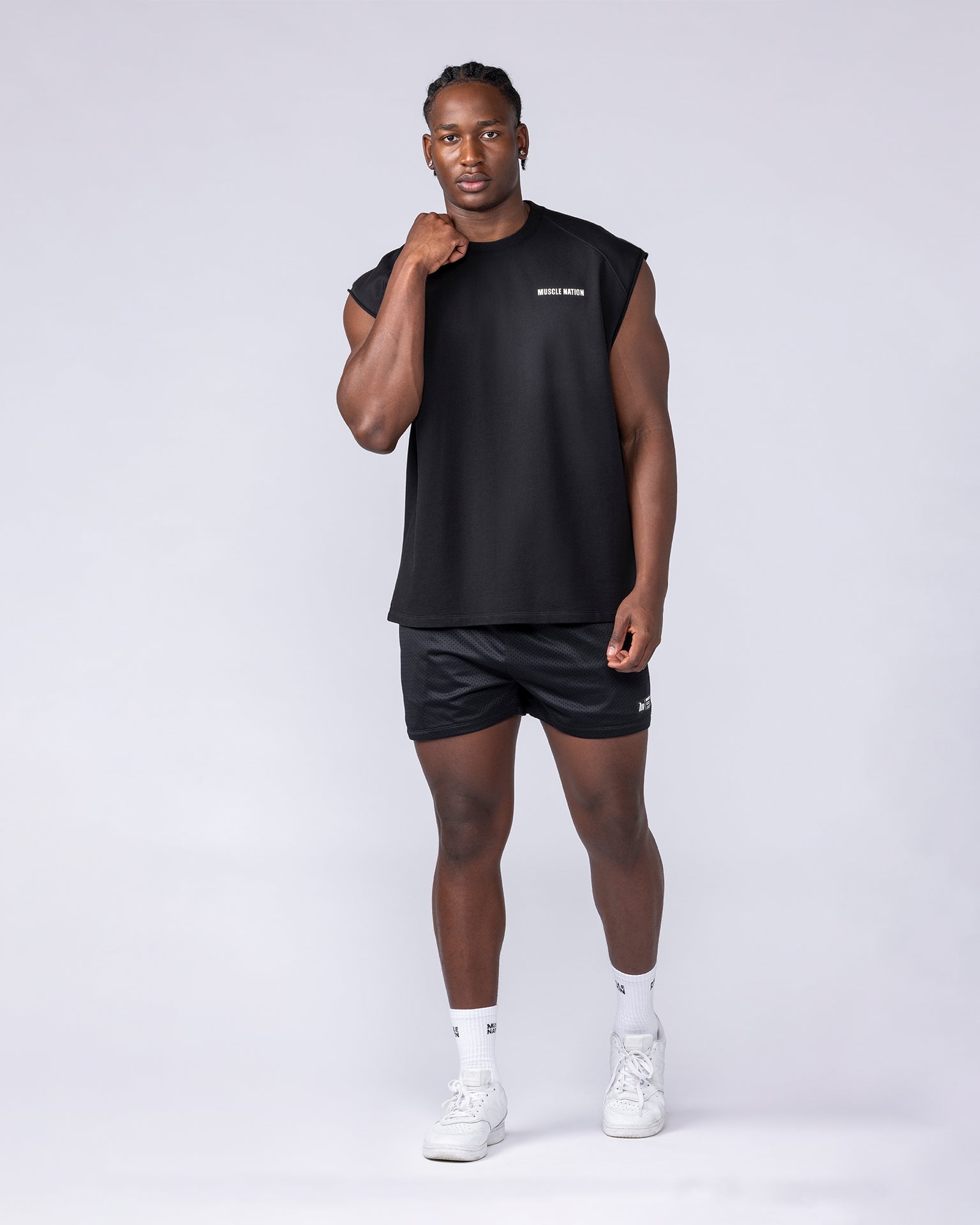 Essential Boxy Muscle Tank Black - Muscle Nation men's muscle tank, view 5