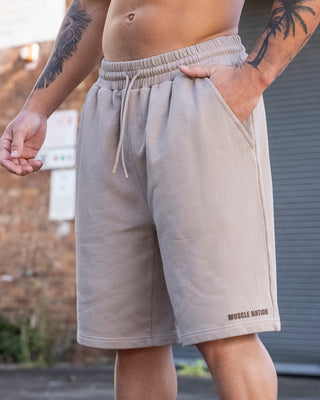 Essential Wide Sweat 9" Shorts in Sandstorm