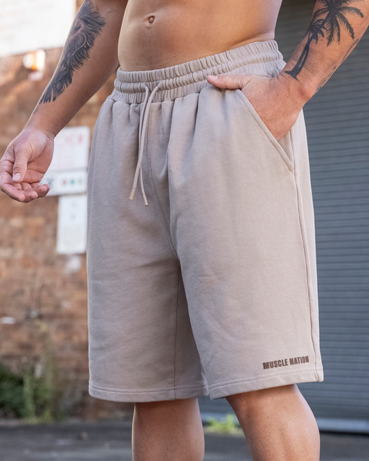 Essential Wide Sweat 9" Shorts in Sandstorm