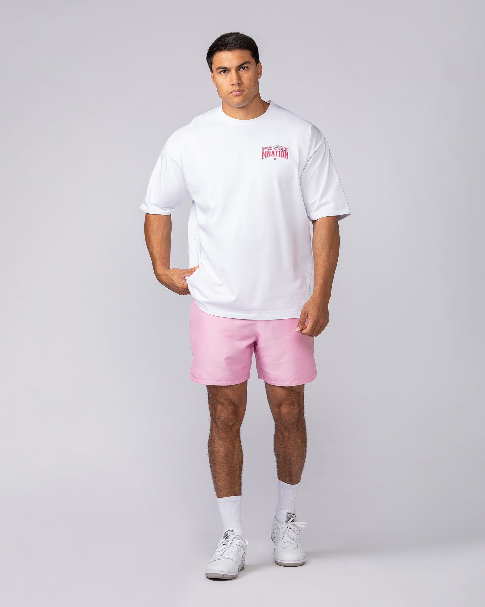 F*ck Cancer Oversized Tee - White-T-Shirts-XS-092534WHT-XS-MNAPPRL44368-7-Muscle Nation