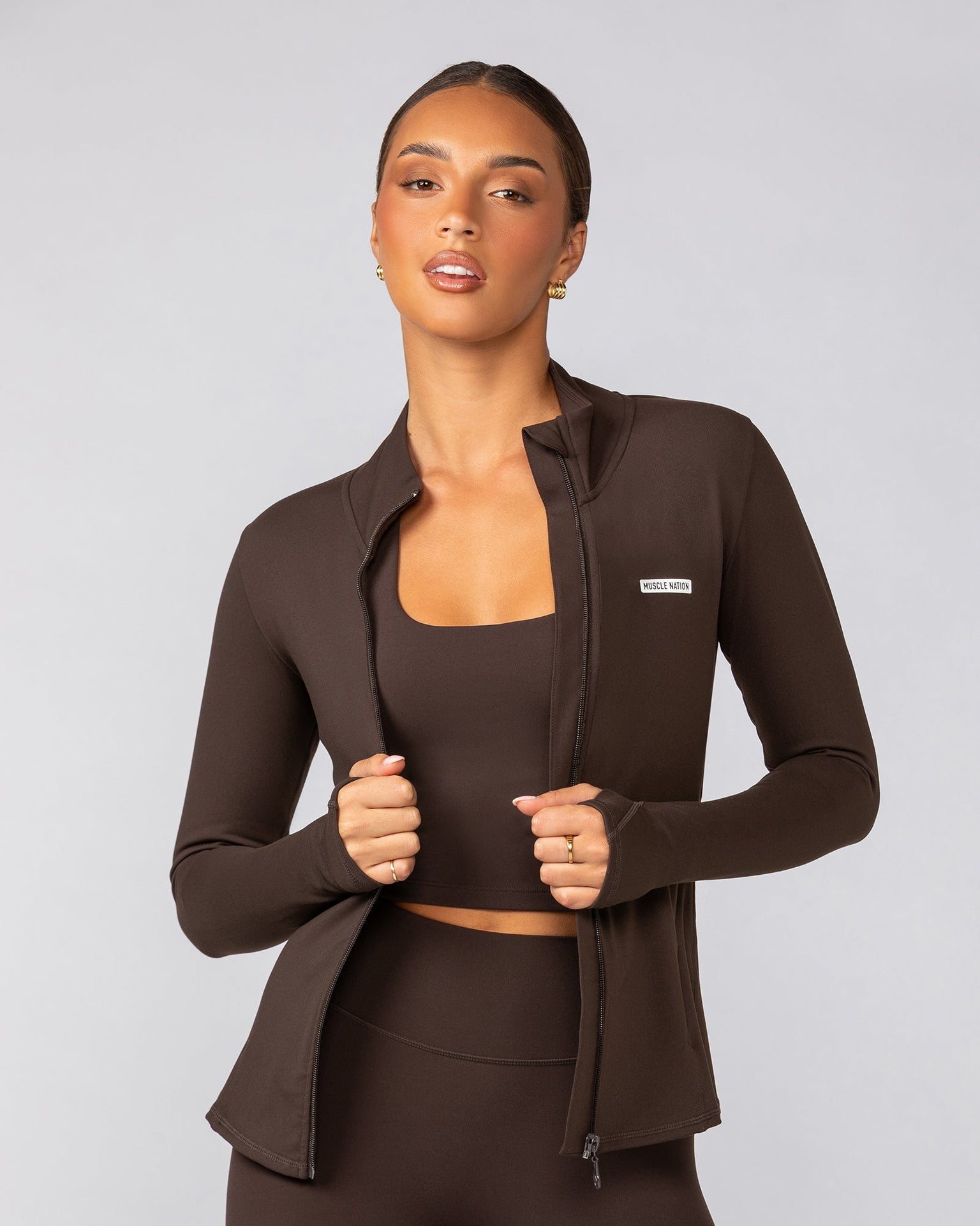 Favourite Zip Through - Cocoa-Jackets-XXS-042540COCOA-XXS-MNAPPRL42395-2-Muscle Nation
